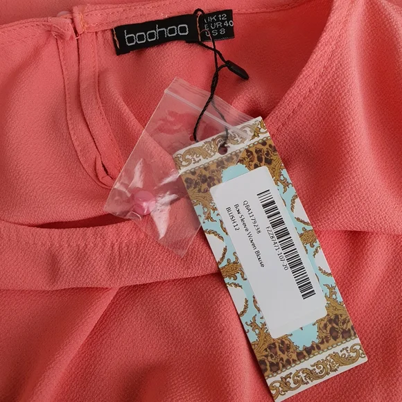 Boohoo Bow Sleeve Woven Blouse Top - Picture 8 of 8